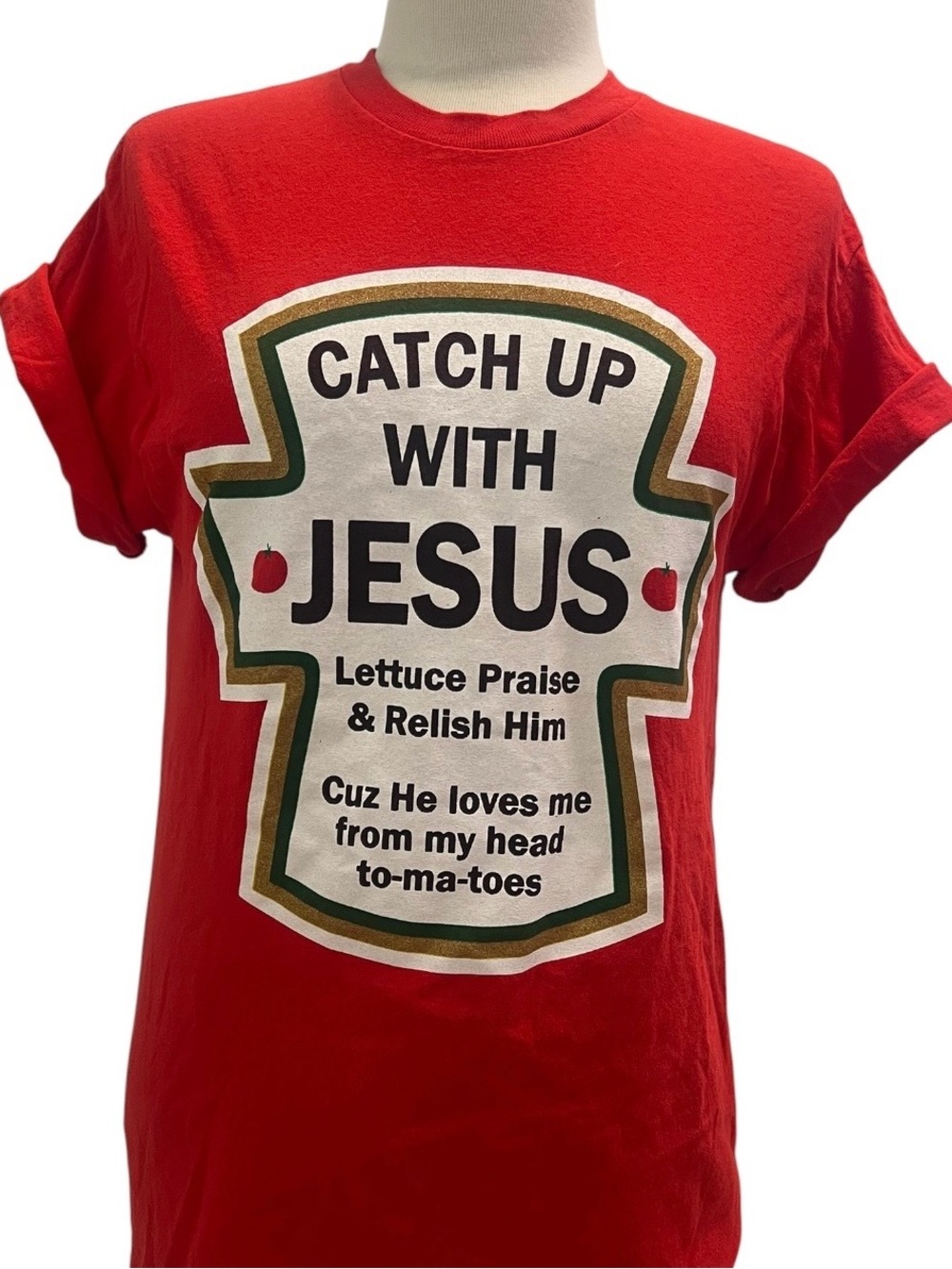 Catch Up With Jesus Red Graphic Kids Tee